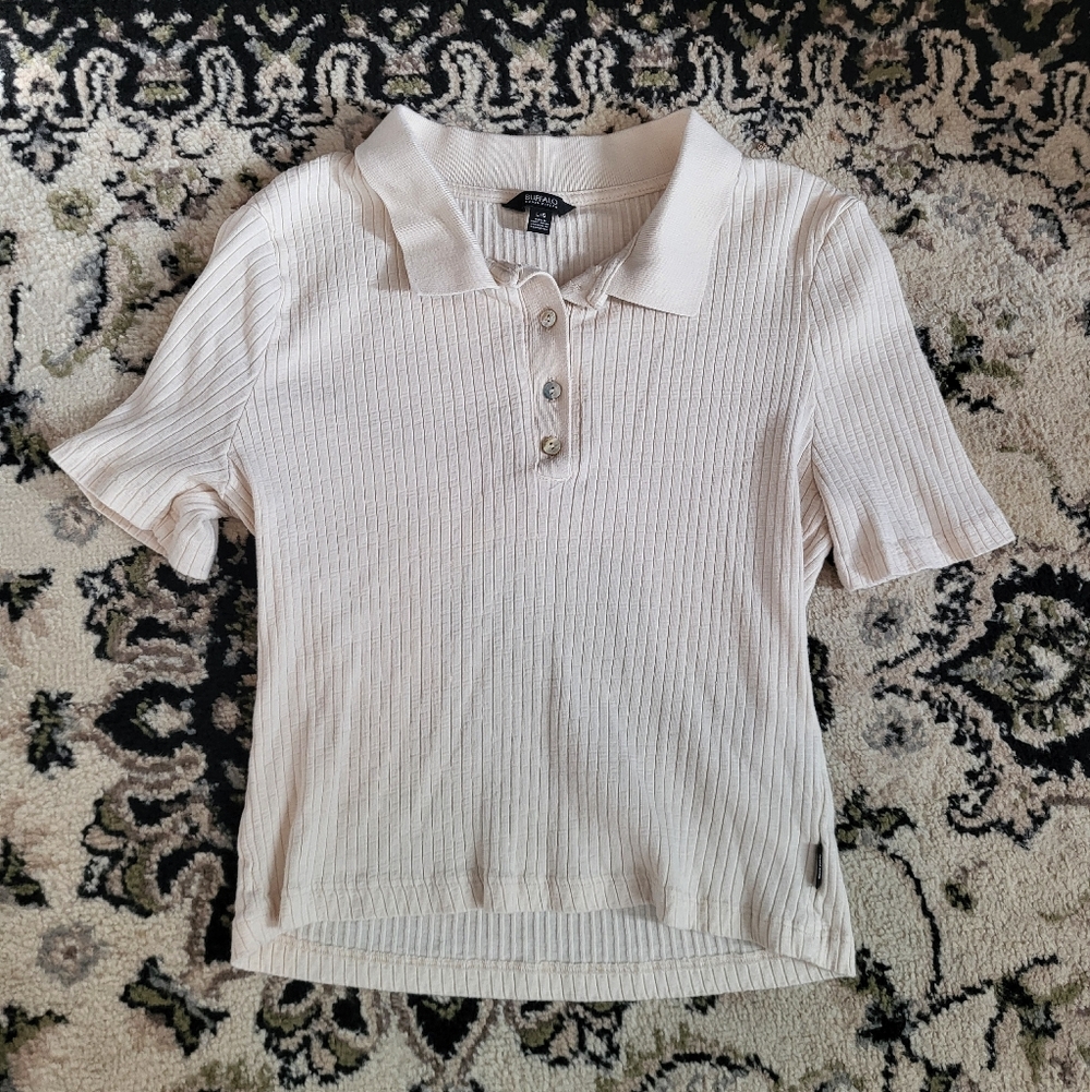 Buffalo David Bitton Off-White Ribbed Top